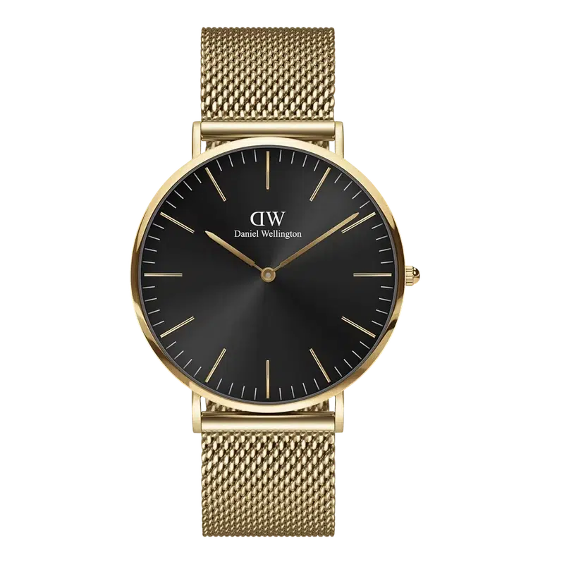 Daniel Wellington Classic Mesh Onyx Gold Watch 40mm