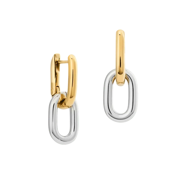 Daniel Wellington Contrast Link Earrings Two Tone Gold