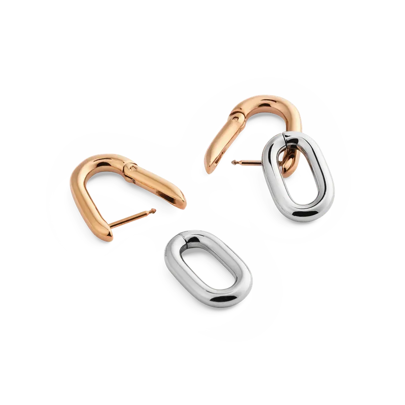 Daniel Wellington Contrast Link Earrings Two Tone Rose Gold