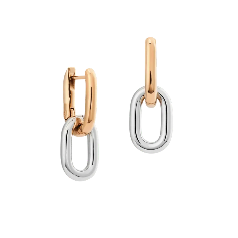 Daniel Wellington Contrast Link Earrings Two Tone Rose Gold