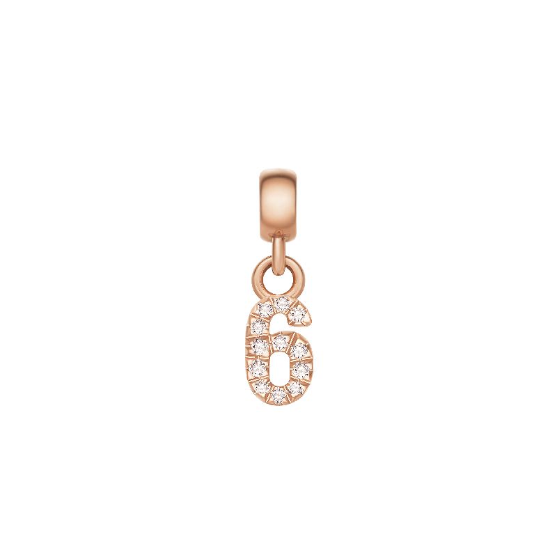 Daniel Wellington Crystal Number 6 Charm Rose Gold