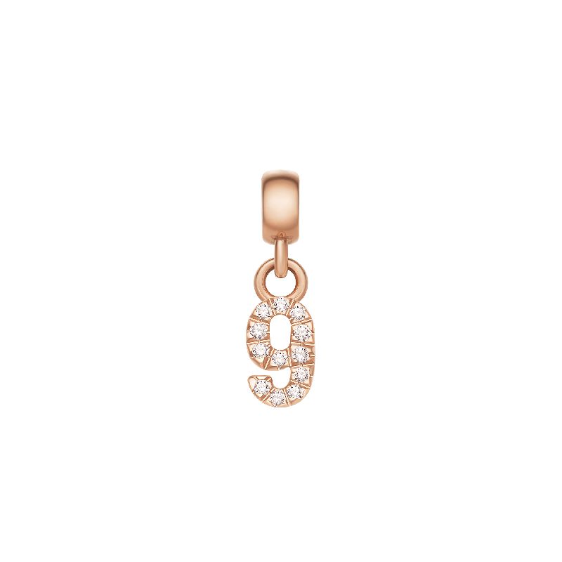 Daniel Wellington Crystal Number 9 Charm Rose Gold