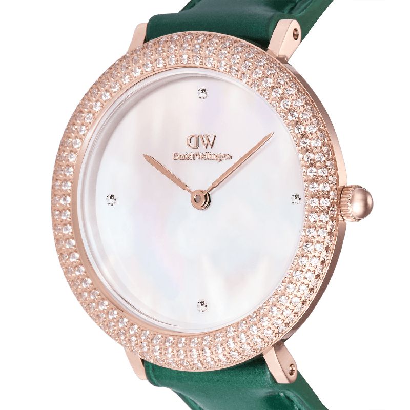 Daniel Wellington Crystalline Bezel Green Croc Rose Gold