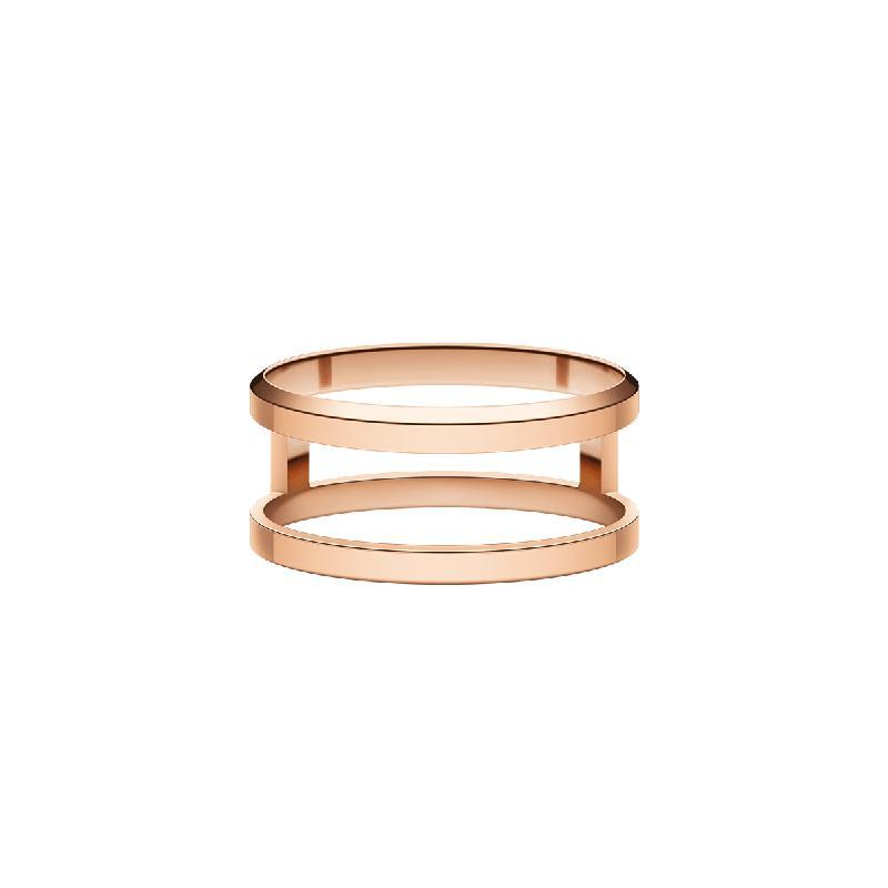 Daniel Wellington Elan Dual Ring in rose gold-plated stainless steel with a minimalist, stacked open-band design.