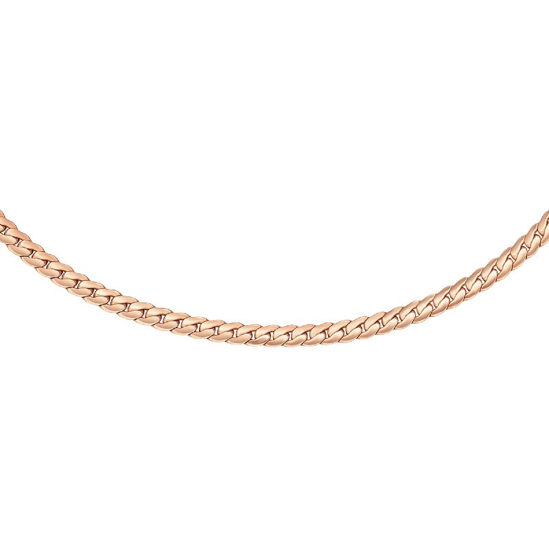 Daniel Wellington Elan flat chain necklace in polished rose gold PVD plated stainless steel with a sleek, modern design.
