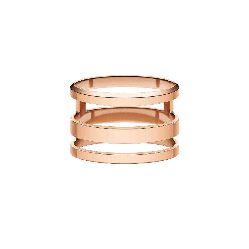 Daniel Wellington Elan Triad Ring in polished rose gold-plated stainless steel with a modern, three-band statement design.