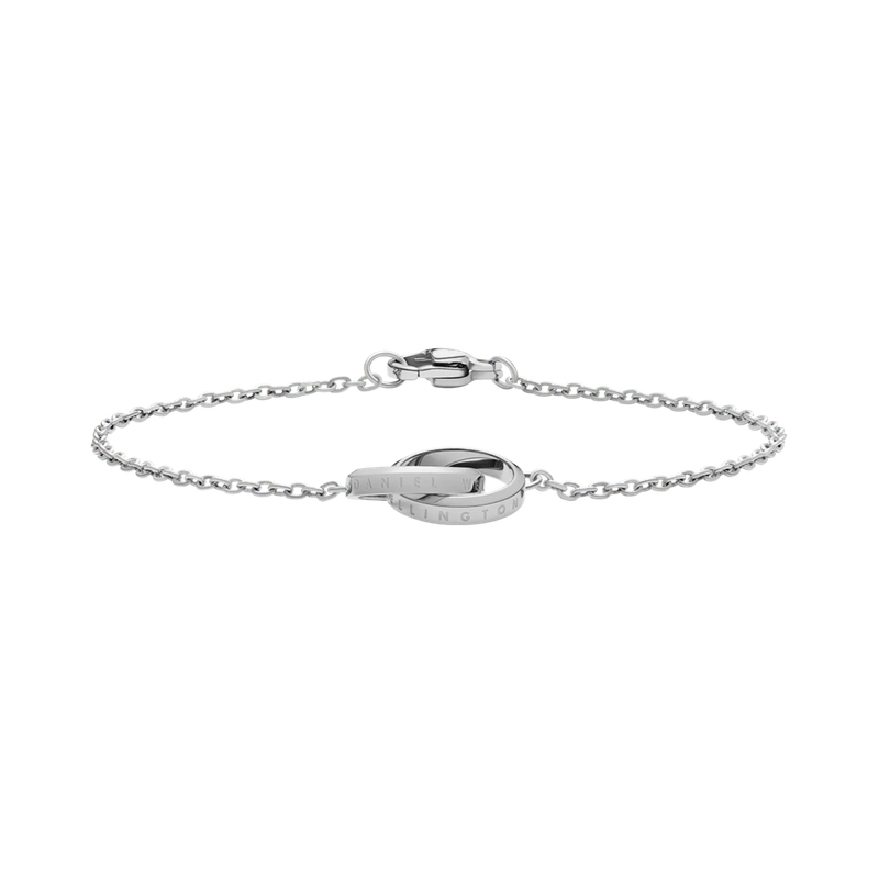 Daniel Wellington Elan Unity silver stainless steel bracelet with interlocking rings, 155mm length.