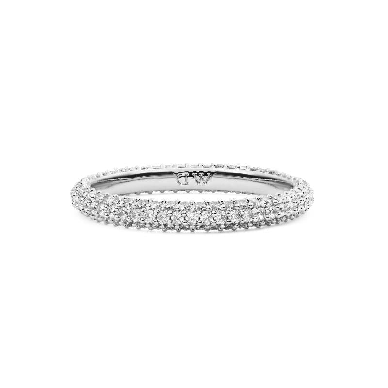 Daniel Wellington Elegant Silver Pavé Diamond-Cut Ring