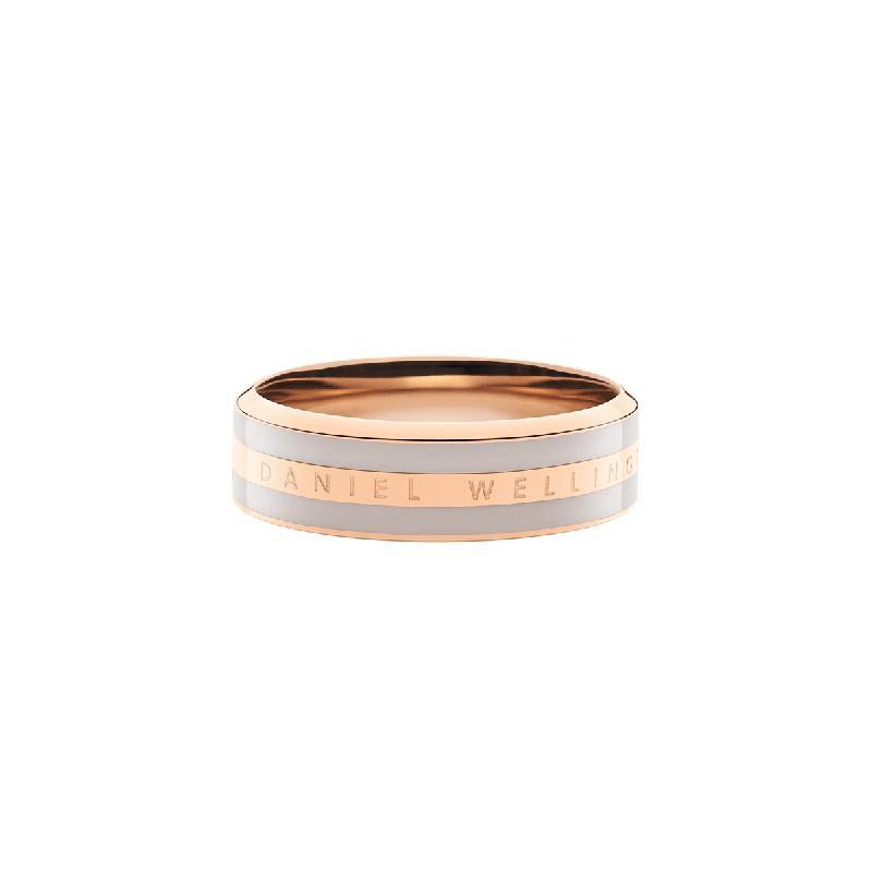 Daniel Wellington Emalie ring in rose gold stainless steel with a desert sand enamel inlay and engraved logo.