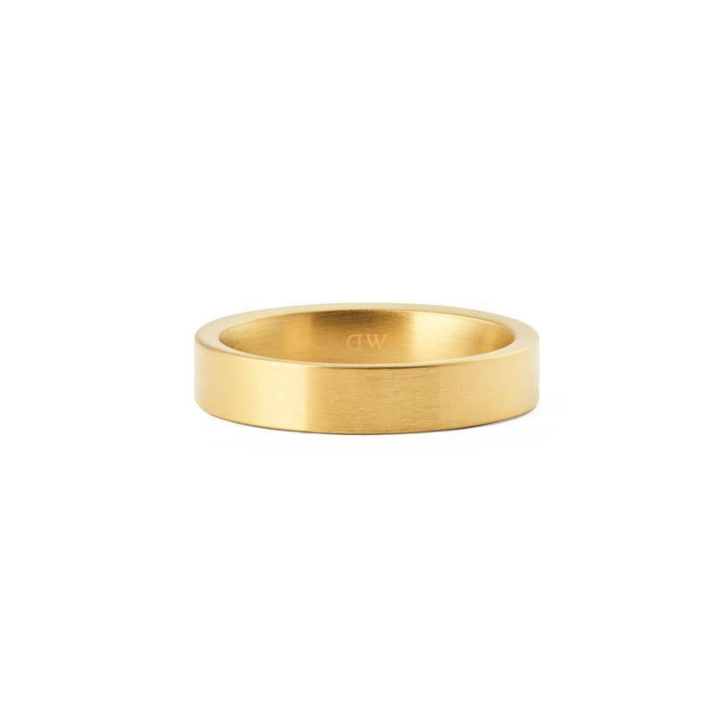 Daniel Wellington gold brushed ring with a 4.5mm minimalist band and elegant, textured finish.