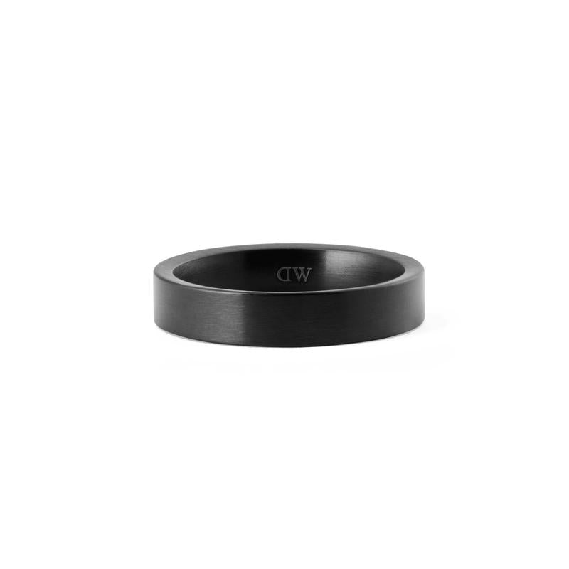 Minimalist 4.5 mm brushed graphite band ring with a matte finish and discreet interior Daniel Wellington logo.
