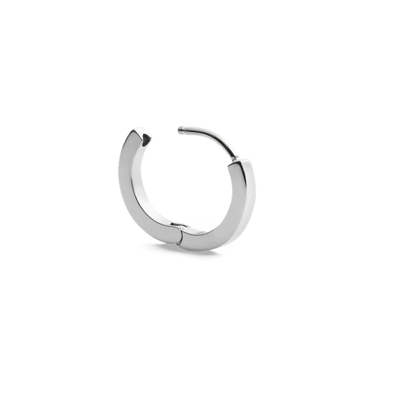 Elegant 13mm Daniel Wellington silver stainless steel hoop earring with a sleek, polished minimalist design.