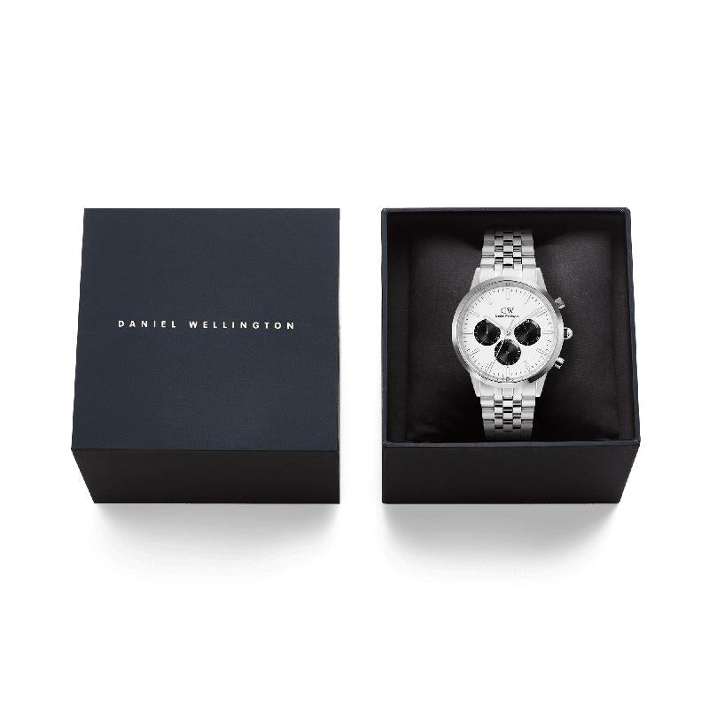 Daniel Wellington Iconic Chronograph Arch 5-Link White Panda Watch