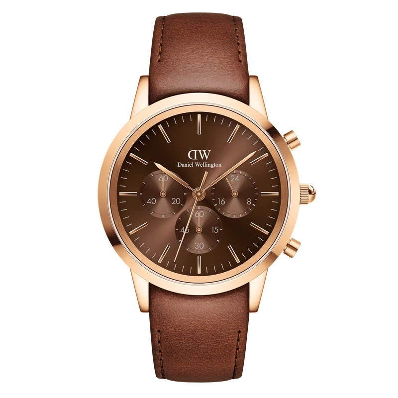 Daniel Wellington Iconic Chronograph St Mawes Amber RG Watch 42mm