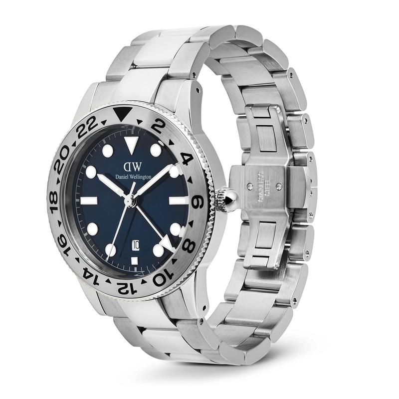 Daniel Wellington Iconic GMT Link Brushed Bezel Silver