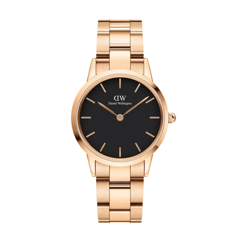 Daniel Wellington Iconic Link Black Rose Gold 40mm Watch