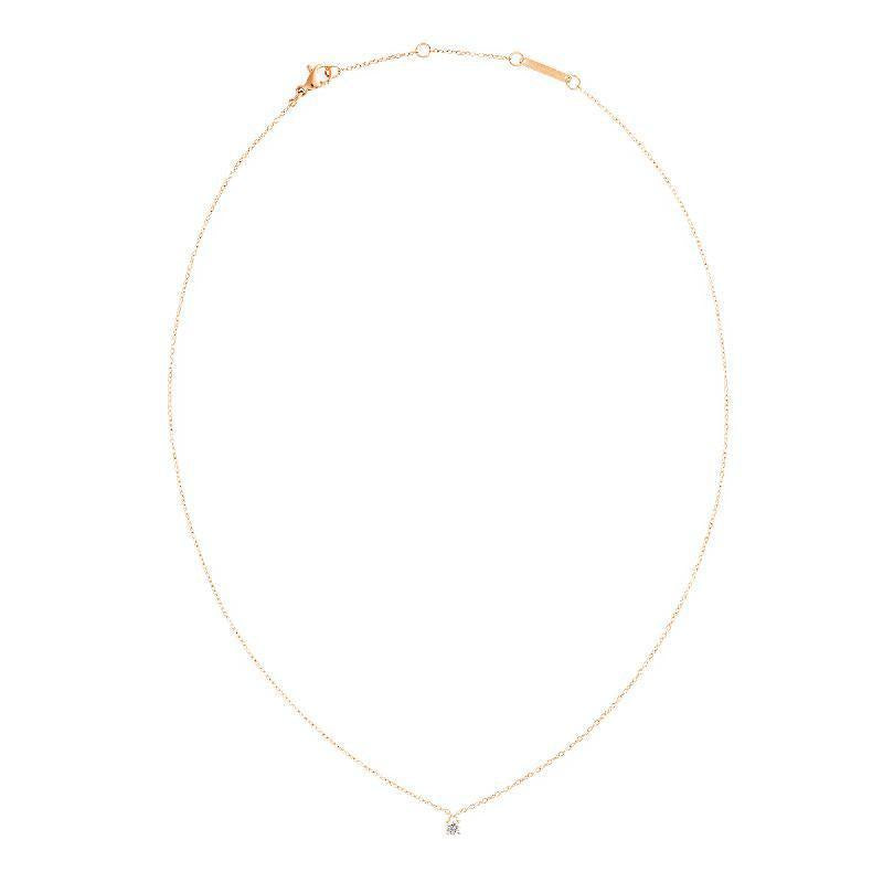 Minimalist rose gold Daniel Wellington Mirelle solitaire necklace featuring a delicate chain and a single 3mm white stone.