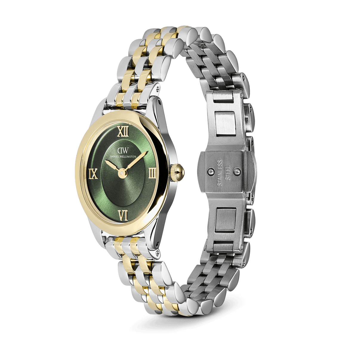 Daniel Wellington Ophelia Mini Beans Link Emerald Two Tone Women's Watch