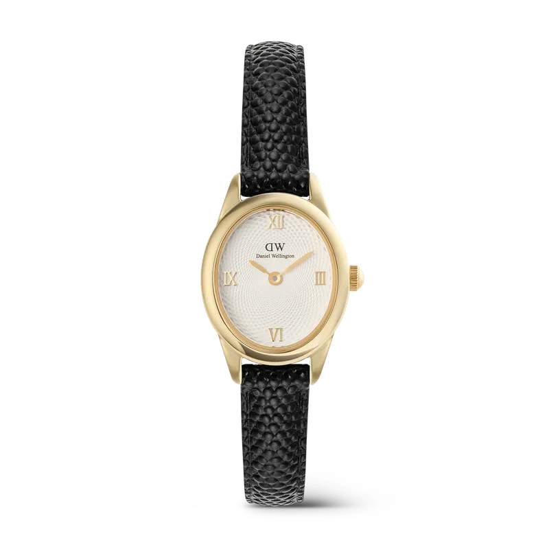 Daniel Wellington Ophelia Mini Black Lizard White Guilloché Gold Watch