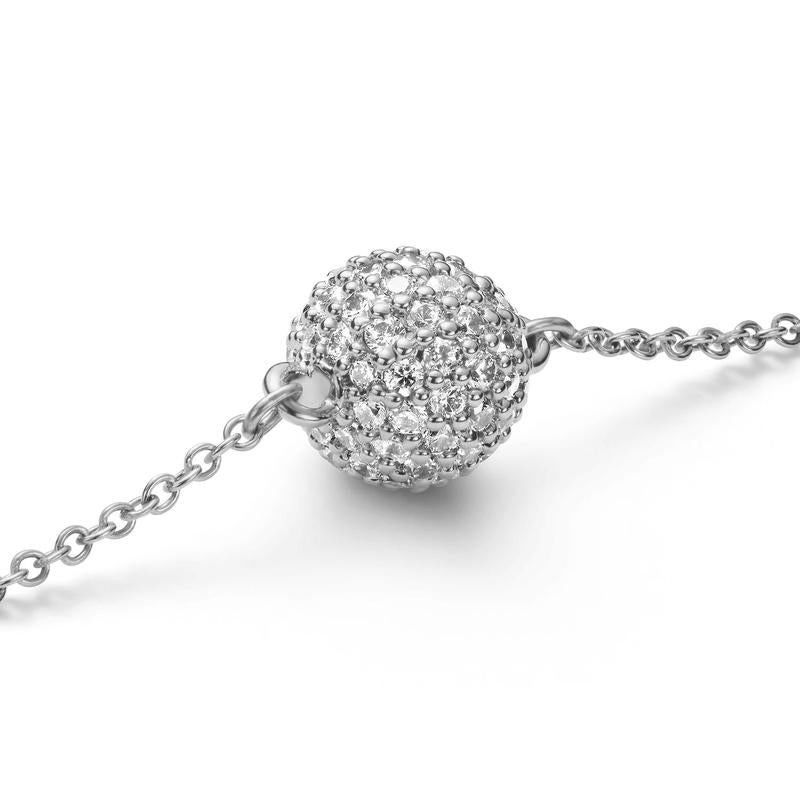 Daniel Wellington silver bracelet featuring a sparkling pavé crystal pendant on a delicate stainless steel chain.
