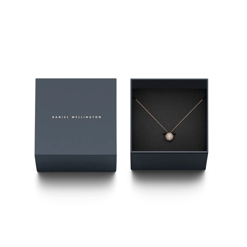 Daniel Wellington Pave Crystal Pendant Necklace Rose Gold