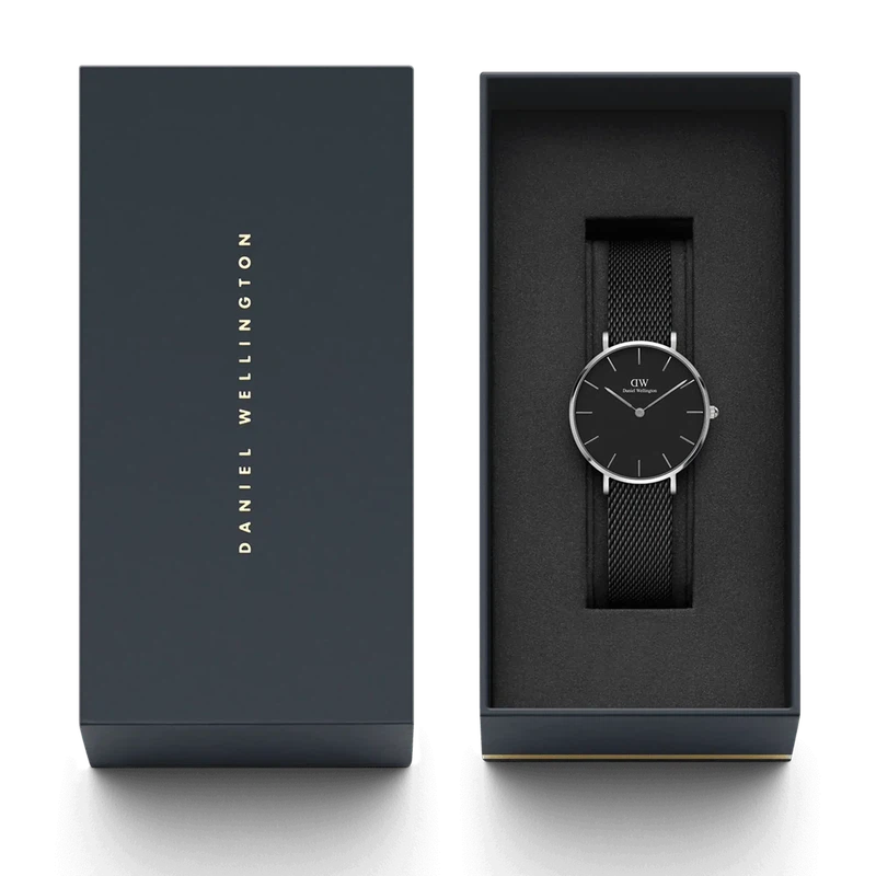 Daniel Wellington Petite Ashfield Silver Black Watch 28mm