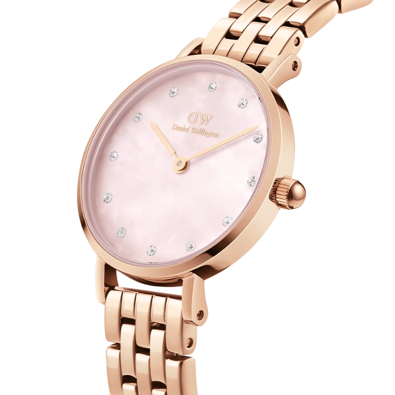 Daniel Wellington Petite Lumine 5-Link Pink Mother of Pearl Rose Gold 28mm Watch