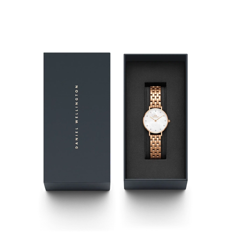Daniel Wellington Petite Lumine 5-Link White Mother of Pearl Rose Gold 28mm Watch