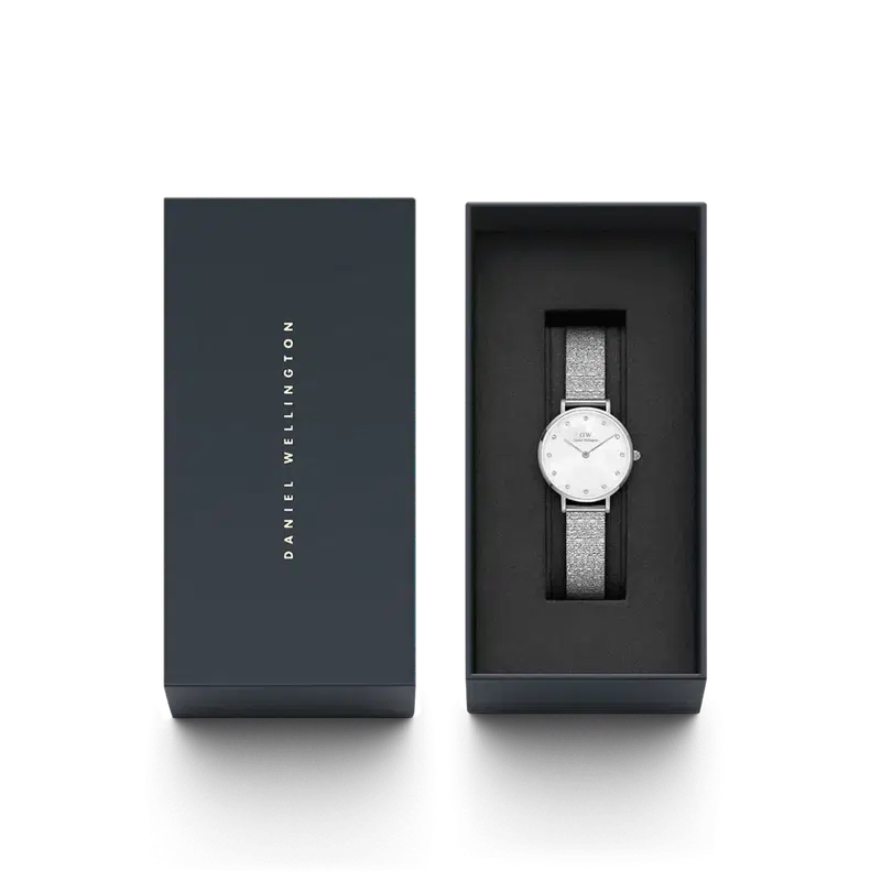 Daniel Wellington Petite Lumine Pressed Piano Silver Watch 28mm