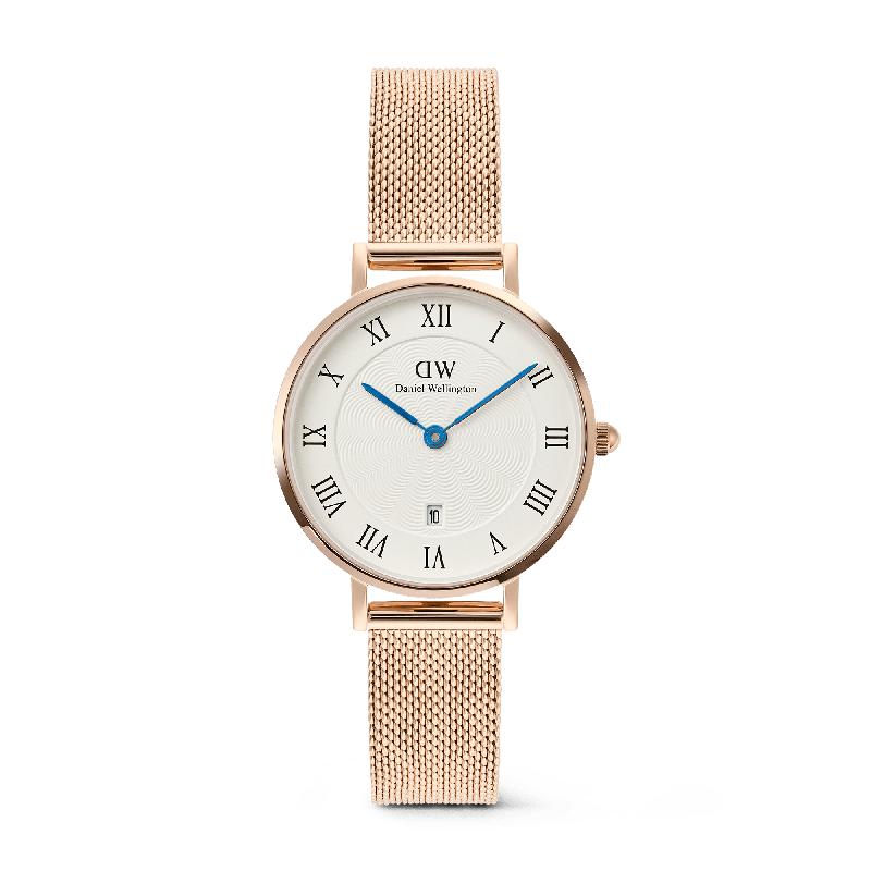 Daniel Wellington Petite Rose Gold Roman Numerals Date Watch