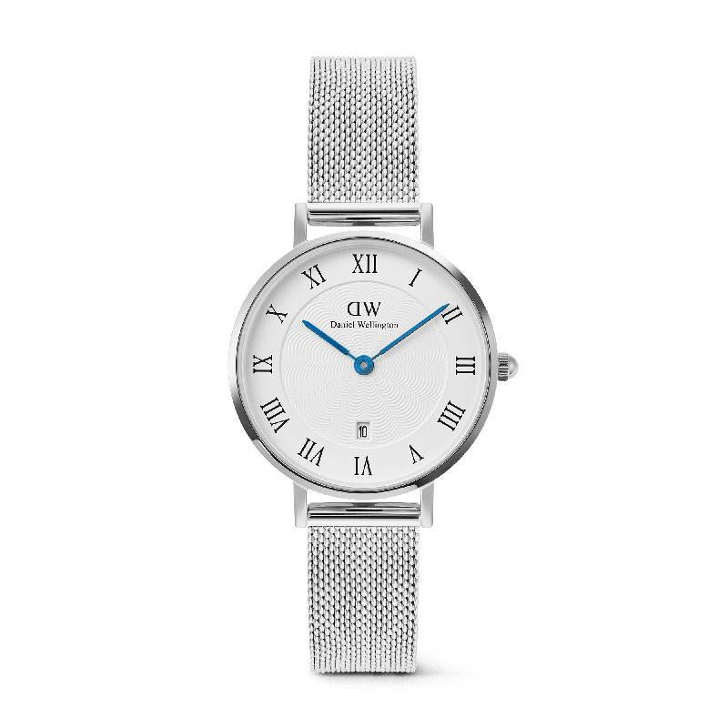 Daniel Wellington Petite Silver Roman Numerals Date Watch