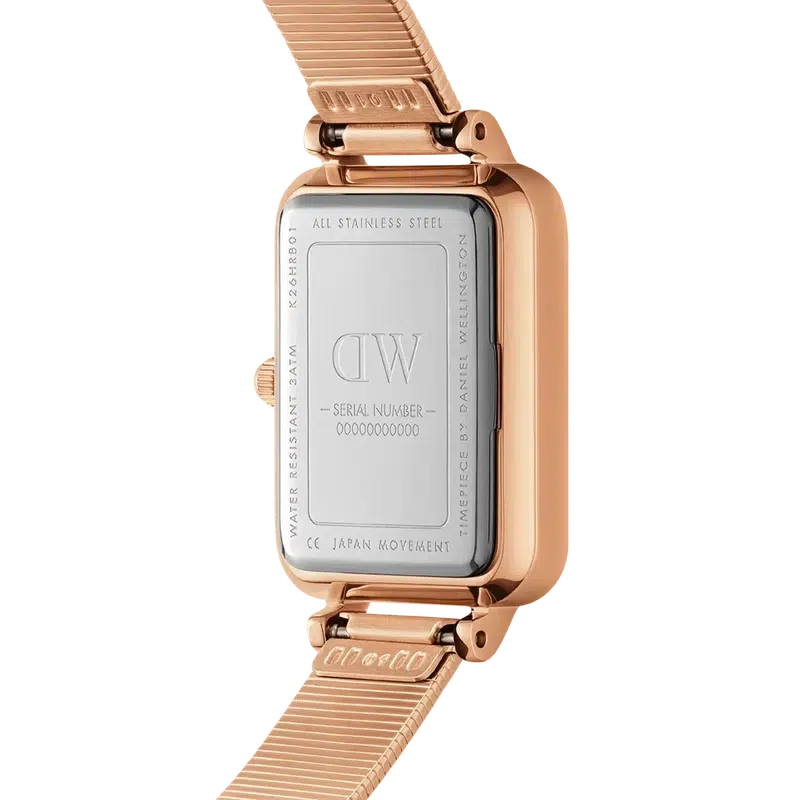 Daniel Wellington Quadro Lumine Pressed Piano Rose Gold Watch 20x26mm