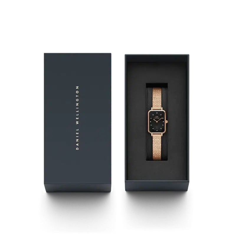 Daniel Wellington Quadro Lumine Pressed Piano Rose Gold Watch 20x26mm