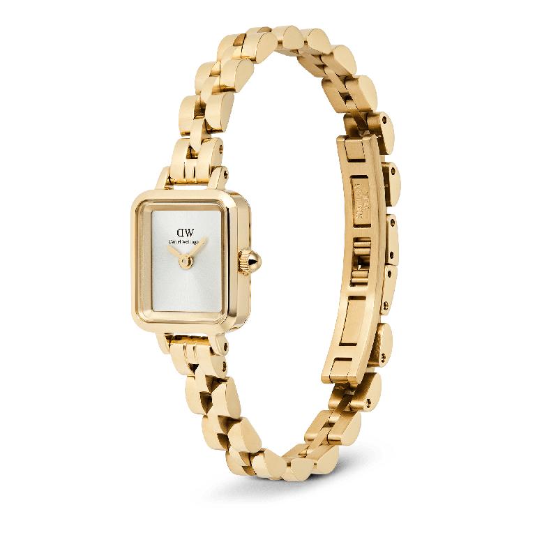Daniel Wellington Quadro Mini Arch 3-Link Gold Sunray Dial Minimalist Watch