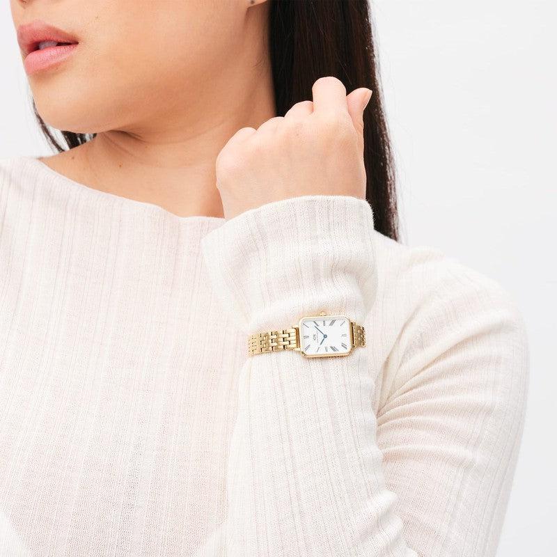 Daniel Wellington Quadro Roman Numerals 5-Link Gold 20x26mm Watch