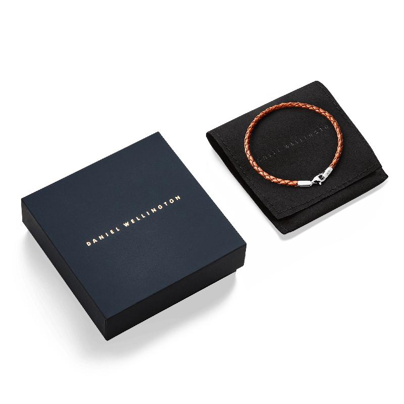 Daniel Wellington St Mawes Silver Braided Leather Bracelet