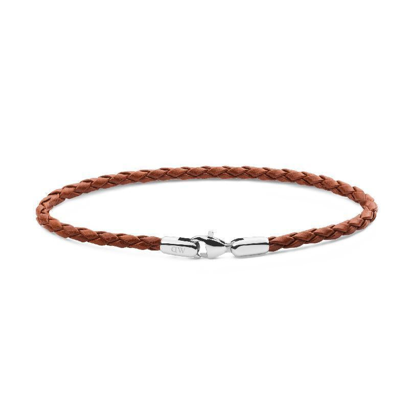 Daniel Wellington St Mawes Silver Braided Leather Bracelet