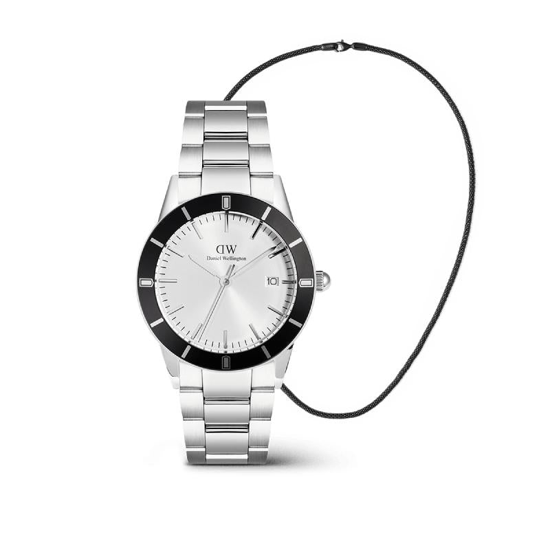 Daniel Wellinton Bundle : Iconic Paradigma & Tide Mesh Necklace Black Set