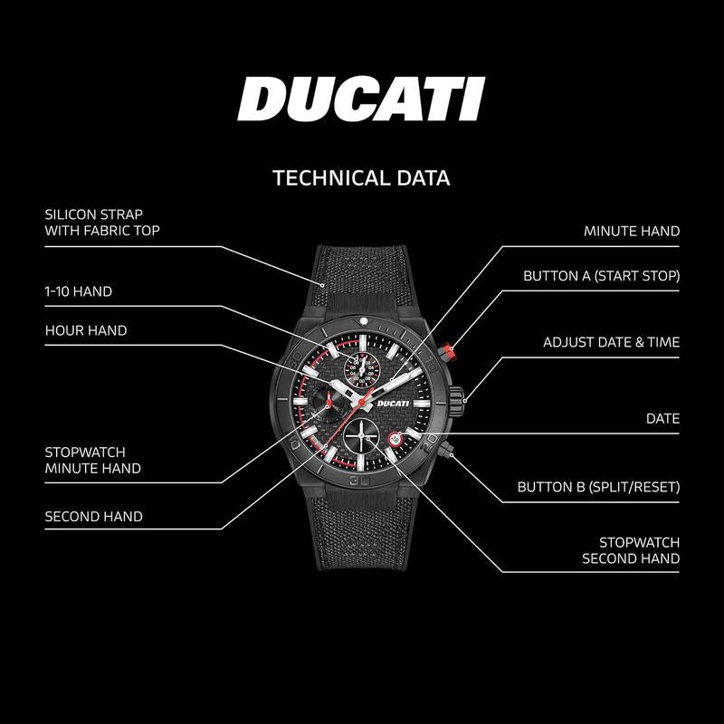 Ducati Black Dial Chronograph Men's Watch
