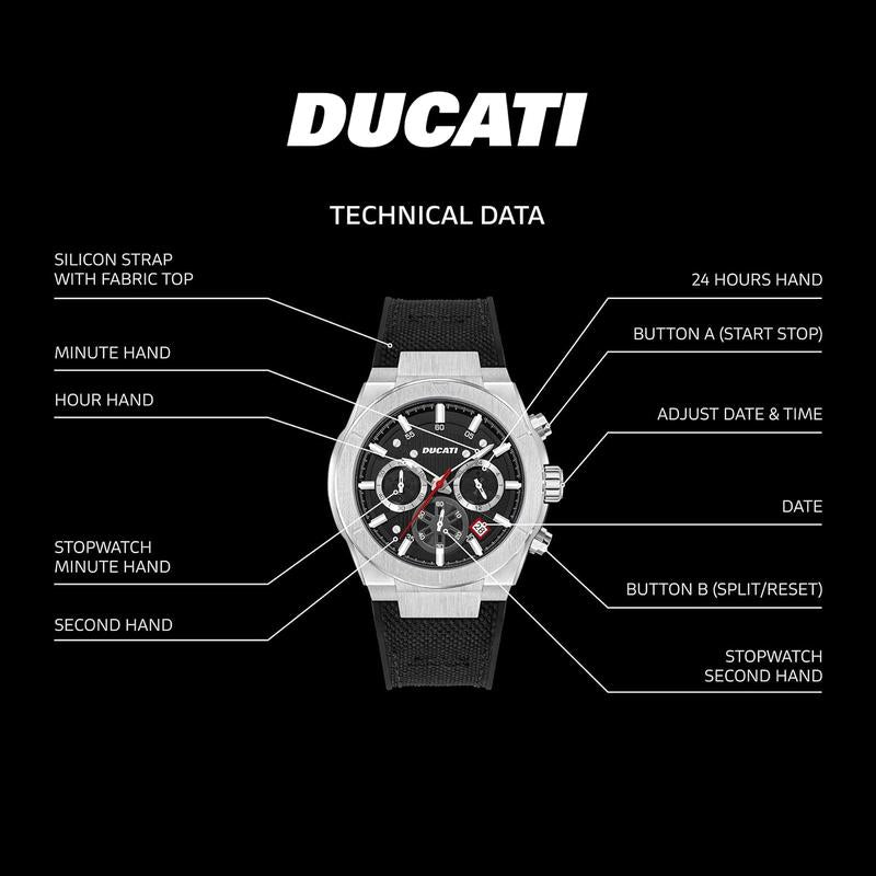 Ducati Black Dial Chronograph Men's Watch