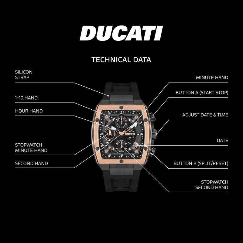 Ducati Black Dial Chronograph Men's Watch