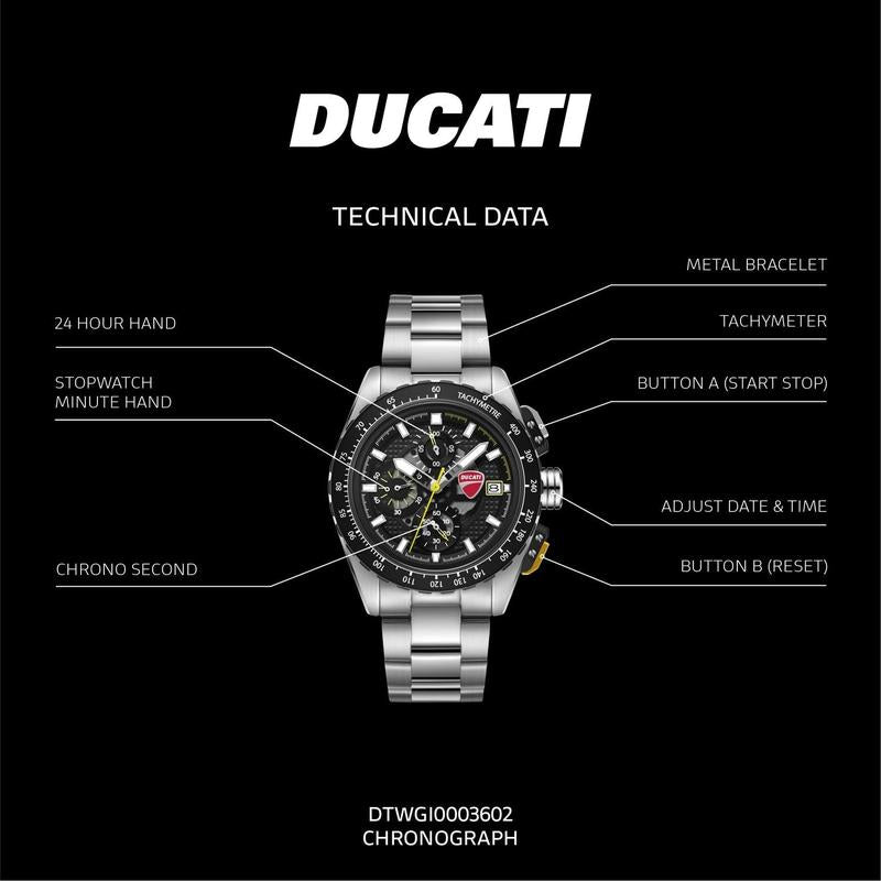 Ducati Corse Quartz Chronograph Watch Black Dial