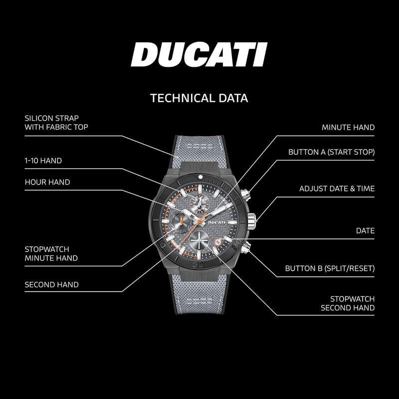 Ducati Grey Dial Chronograph Men's Watch