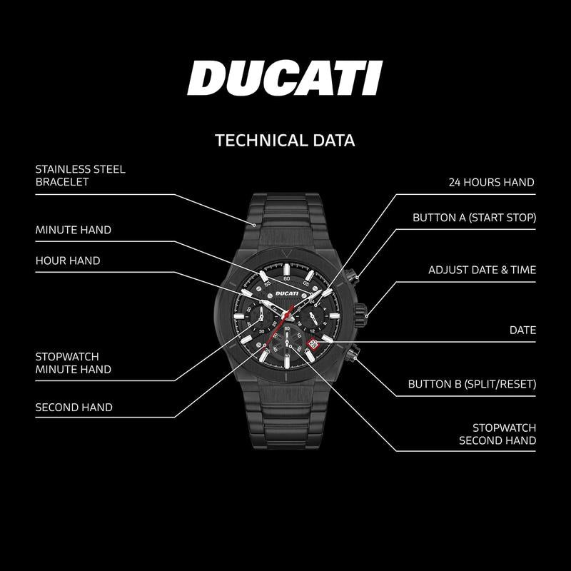 Ducati IP Black Dial Chronograph Men's Watch