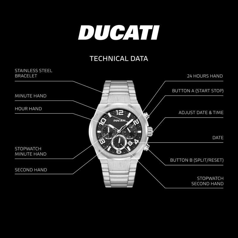 Ducati Steel Black Dial Chronograph Men's Watch