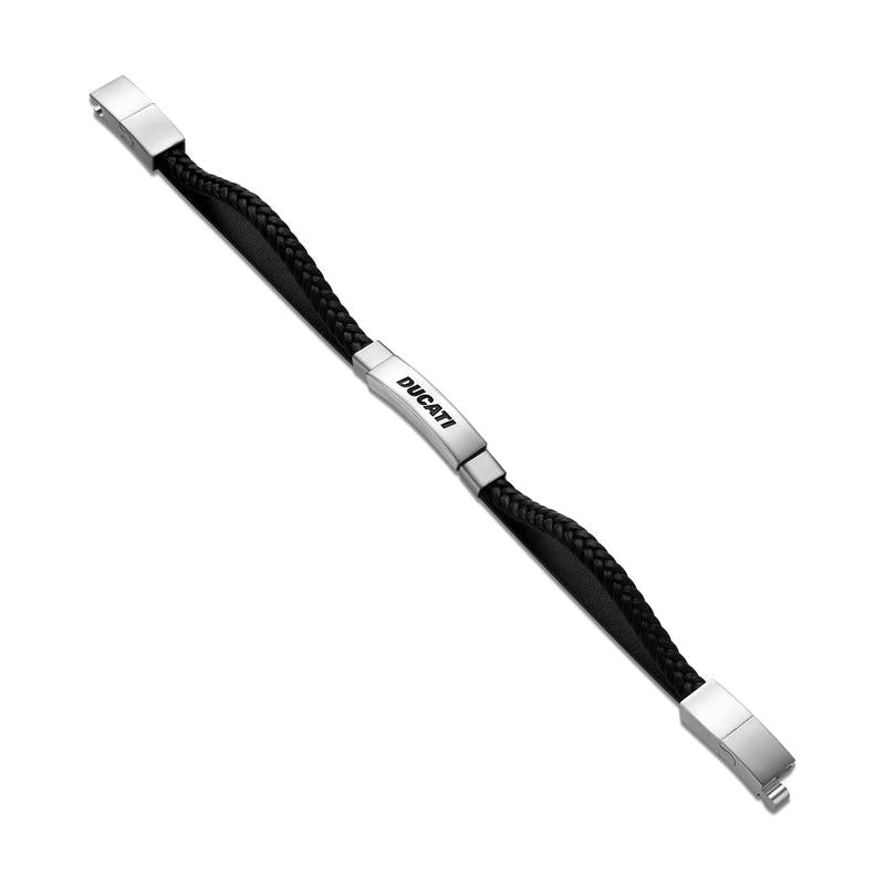 Ducati Voyage Men's Bracelet Black Leather Stainless Steel