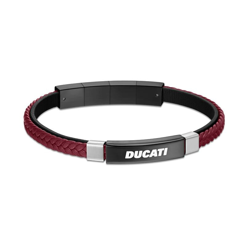 Ducati Voyage Men's Bracelet Red Leather Stainless Steel