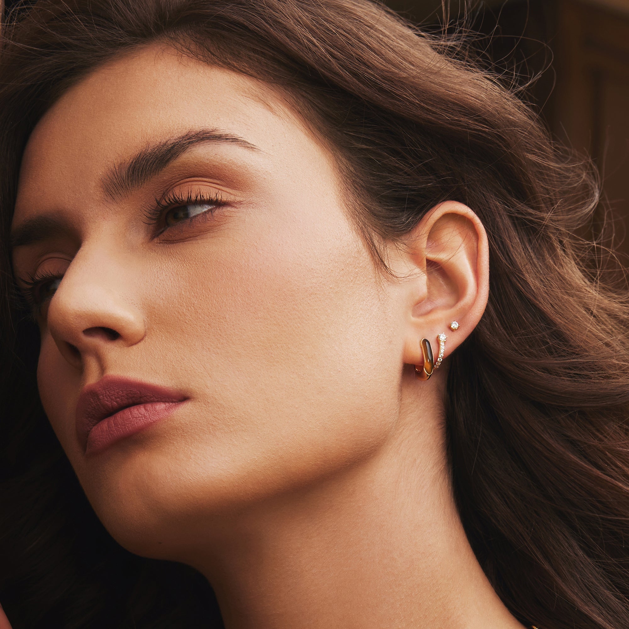 Gold Sparkling Pavé Huggie Hoop Earrings – 14k Plated Sterling Silver