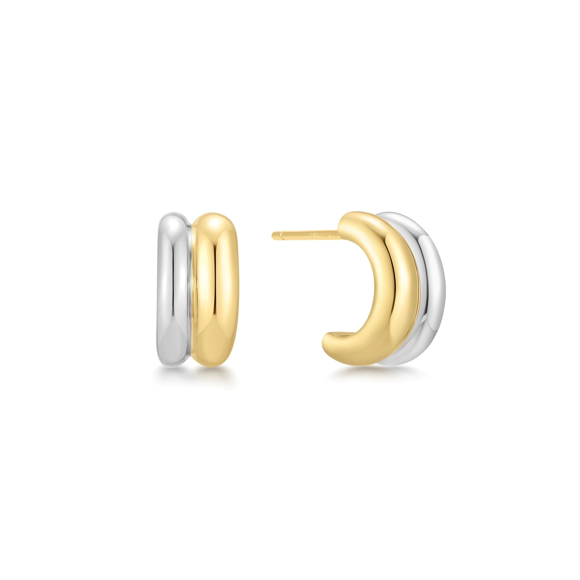 Two‑Tone Mixed Huggie Hoop Earrings – Silver & Gold Stackable