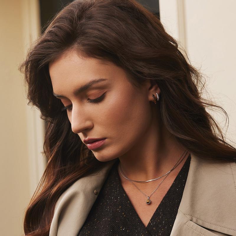 Elegant Silver Flat S‑Link Chain Necklace with Rhodium Finish